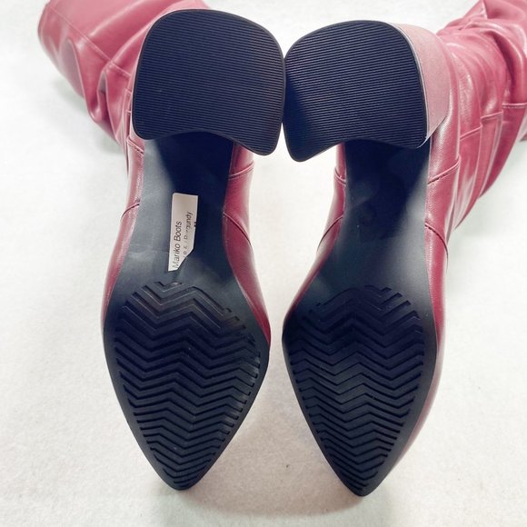 Qupid Burguandy Markio Block Heel Slouch Boots 8.5 - Picture 4 of 10